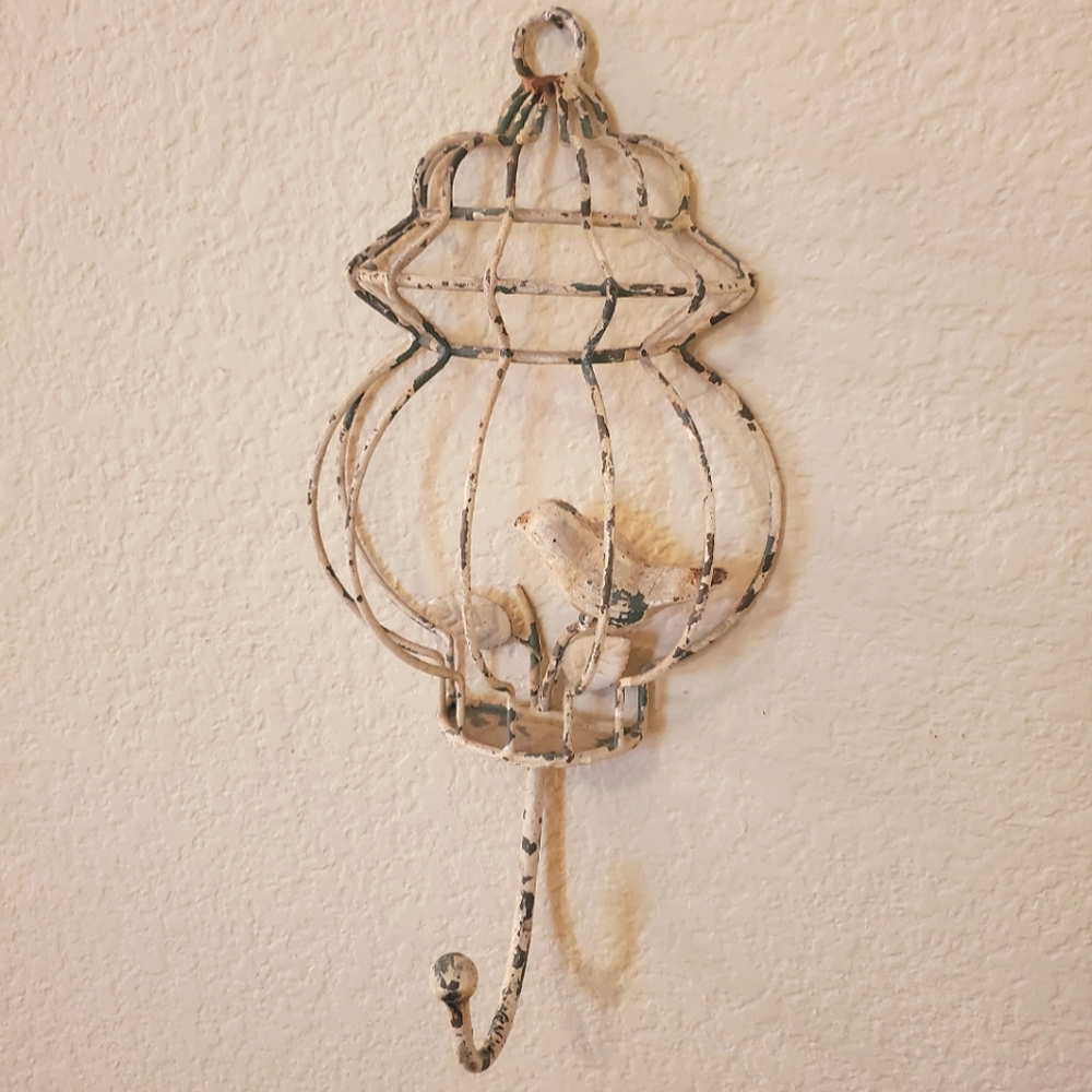 Bird cage wall hook decor
